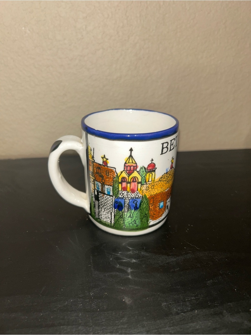 Bethlehem Ceramic Mug Ancient City hand painted Vintage - Picture 2 of 8